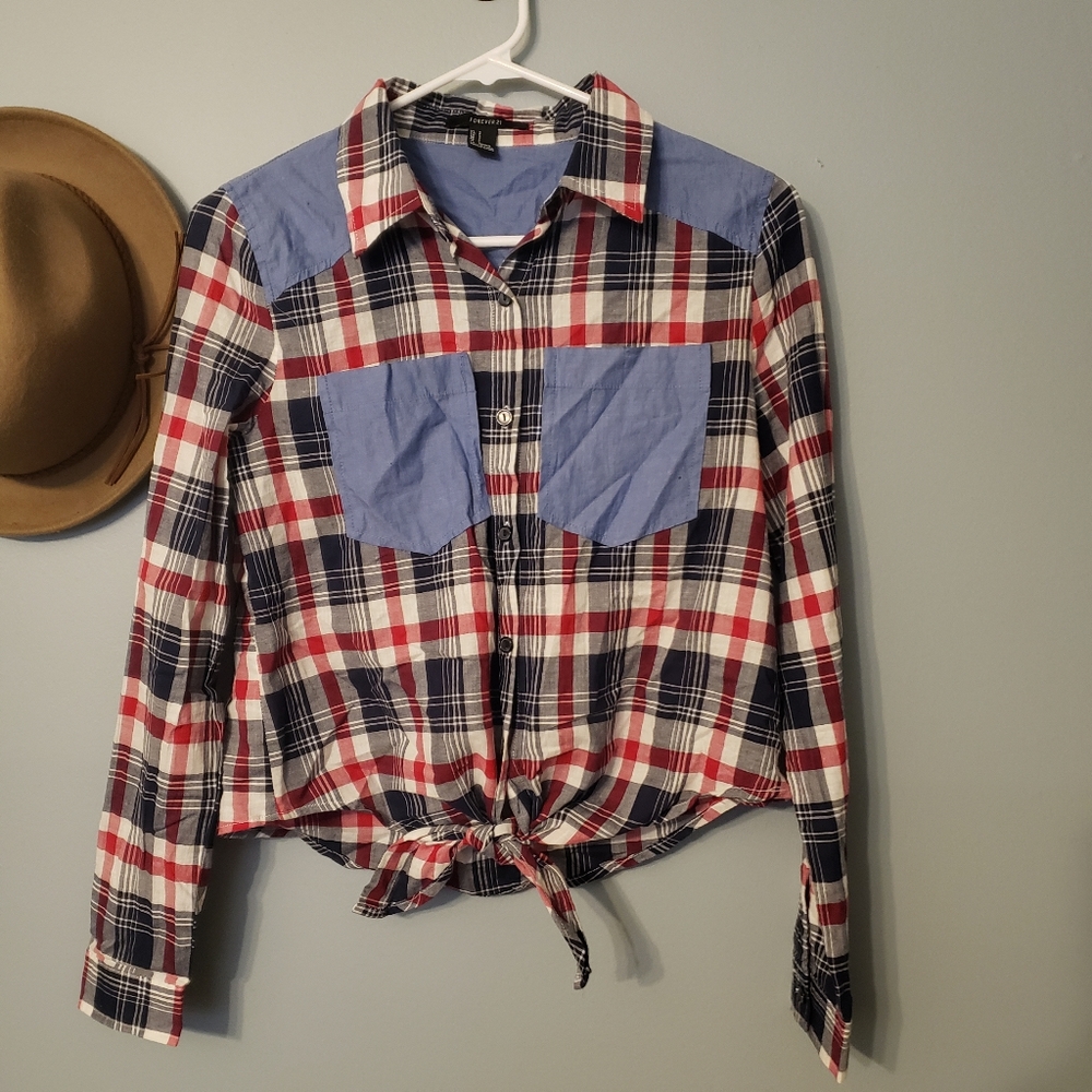 Front tie button up